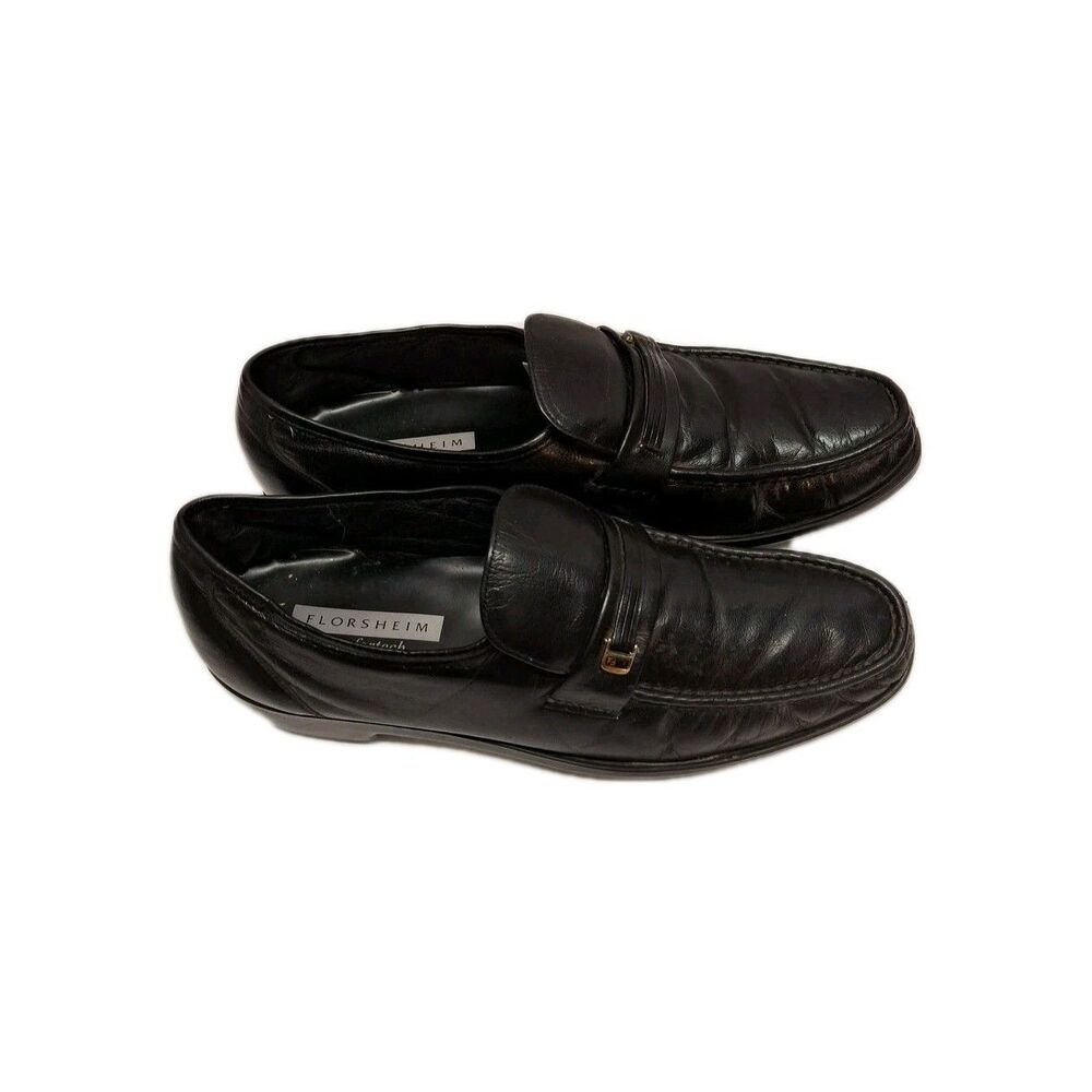 Florsheim Comfortech Mens Riva Black Leather Loafers 12 D $130.00 MSRP
